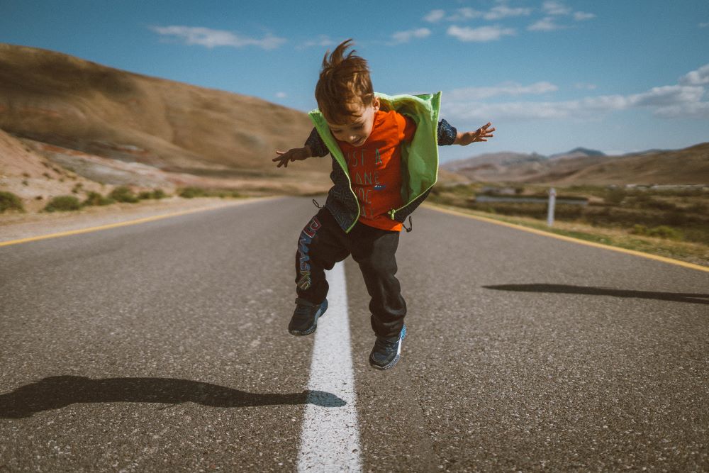 A child on a road