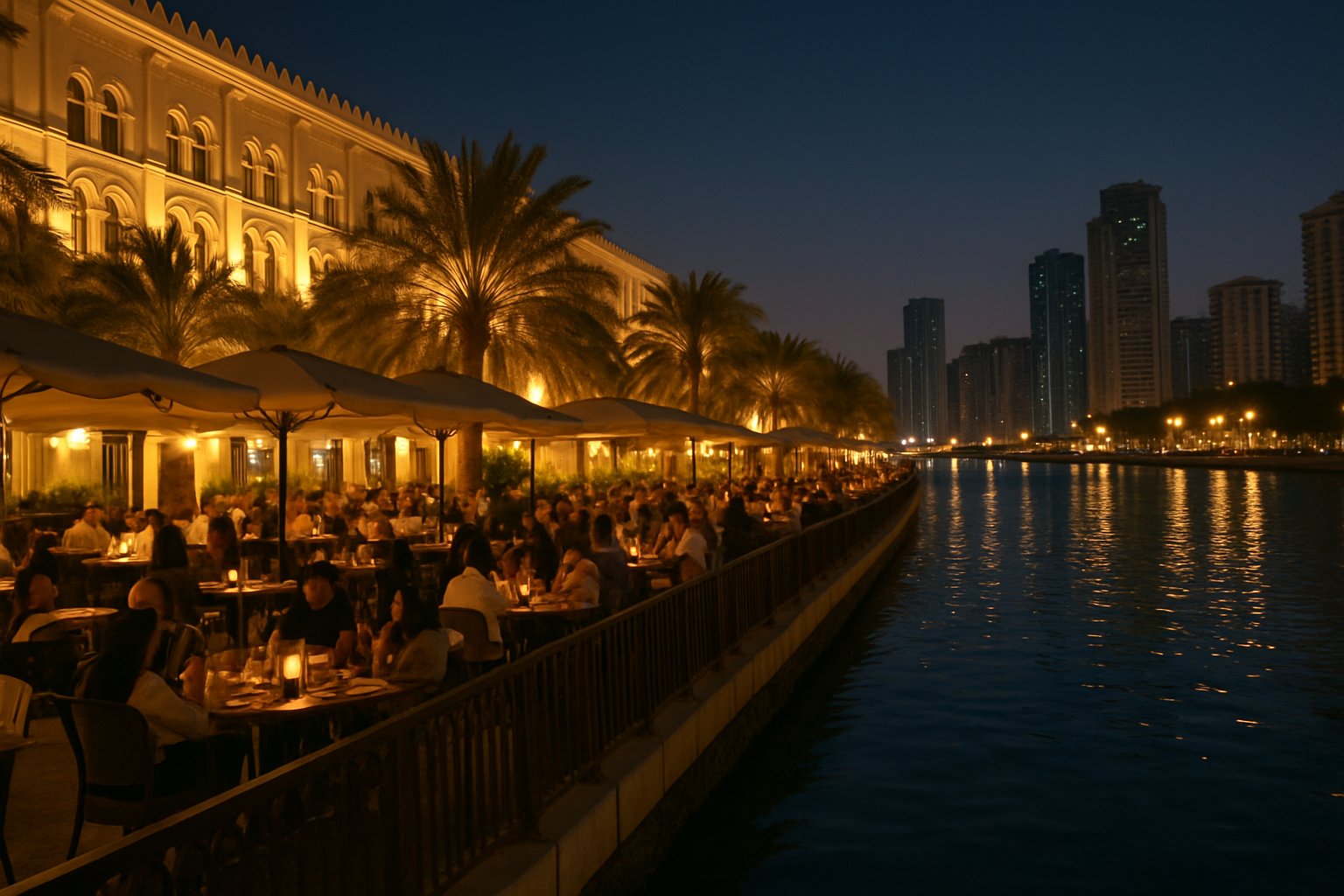 lagoon waterfront restaurants night